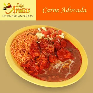 Savory, delicious Carne Adovada dinner.