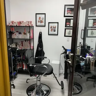 a barber chair in a salon