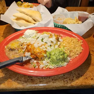 Chimichanga with rice and beans, sopas!!!