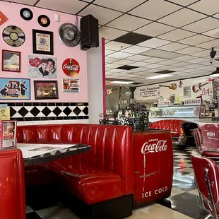 the interior of the diner