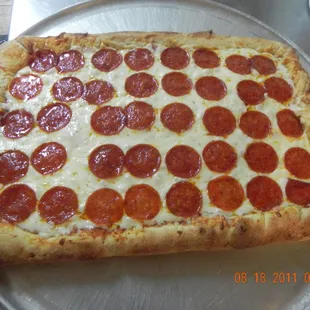 sicilian pizza with pepperoni!