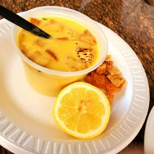 Lentil soup with pita chips