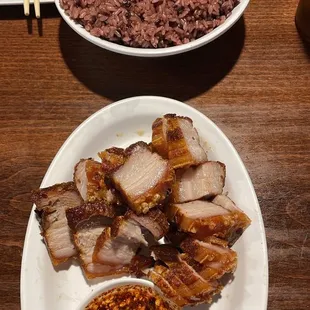 Pork belly with sticky rice