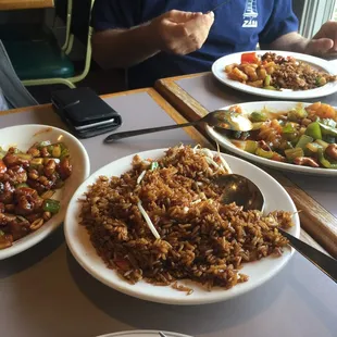 Ordered Shrimp w peanuts, vegetable fried rice and Kung Pao chicken