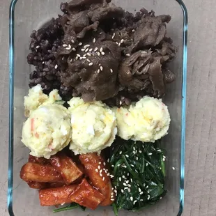 a meal in a glass container