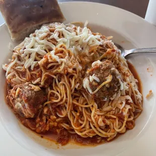 Angel Hair Telefono with Meatballs