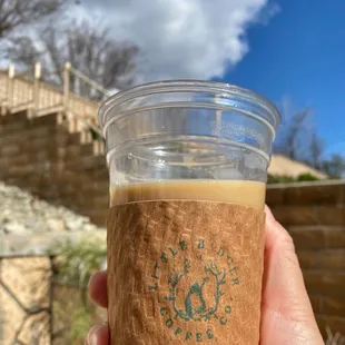 a hand holding a cup of coffee