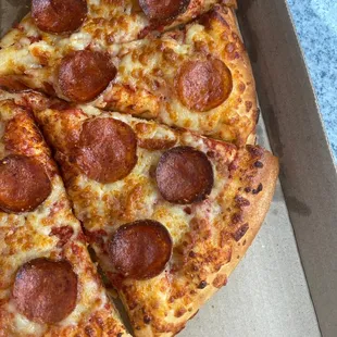 This is the pizza with the slices missing  It's really hard and super dry