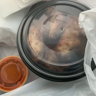 Wings with sauce on the side