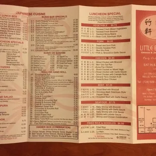 menu, sushi and sashimi