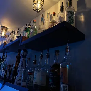 bottles of alcohol on a shelf