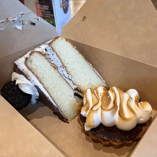 a slice of cake in a box