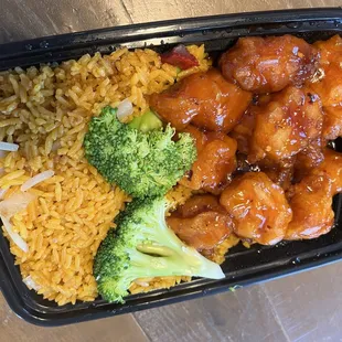 General Tso 's Chicken with pork fried rice