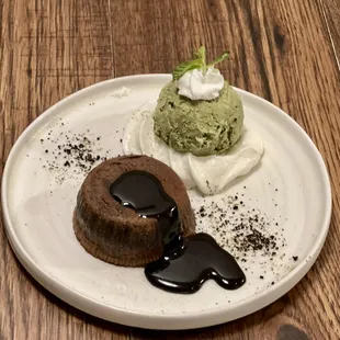 Chocolate Cake Lava with Green Tea Ice Cream