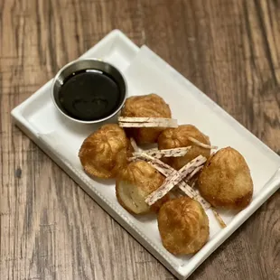 Fried Little Basil's Pork Bun Crispy pork bun with house soy sauce. #泰餐 #Friedporkbun #littlebasil #thaifood