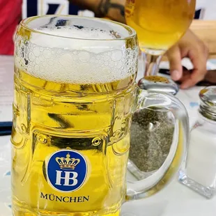 Radler in front and Pilsner in back