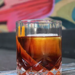 The Sawtooth Old Fashioned, photographed on our front porch patio