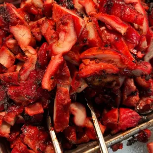 a close up of a tray of food