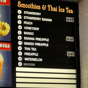 Smoothie and Thai Teas
