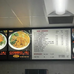 Current menu and prices