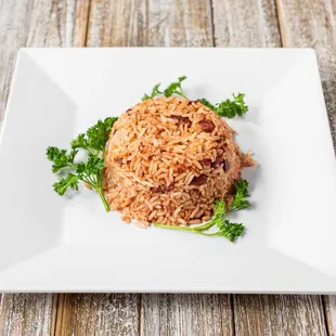 a plate of rice and vegetables