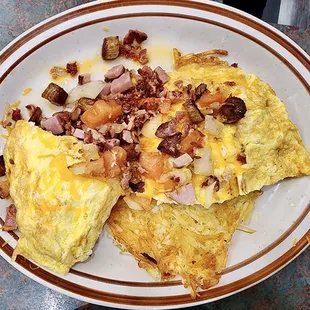a plate of breakfast food