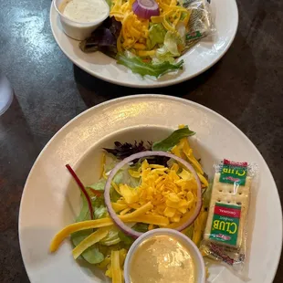 Salad... real cheddar cheese! And