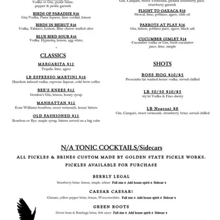current cocktail menu