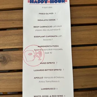 Happy Hour menu