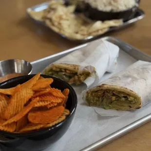 chicken tikka wrap with masala chips - @rayz