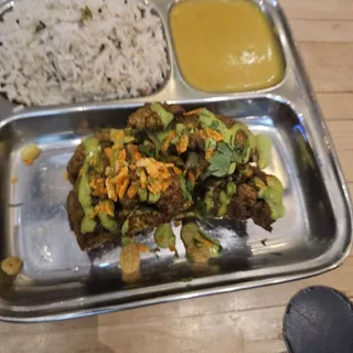 Cashew Roasted Cauliflower "Steak" with coconut rice ( vegan, gf, CONTAINS NUTS) catering size