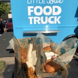 Hot Chicken (left) and Bacon Stuffed Tots (right).