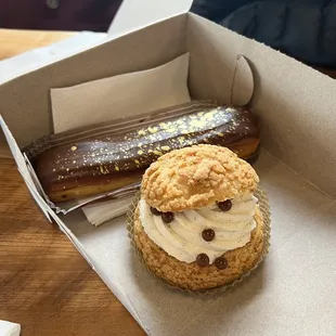 Eclair and Banana cream puff