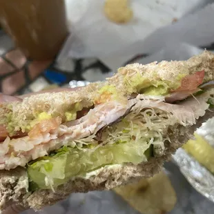 California turkey sandwich w/ chips &amp; iced dirty chai.