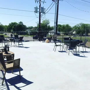 Patio area for guests to smoke on or enjoy time.