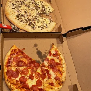 pepperoni and mushroom pizza