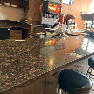 the counter and bar area