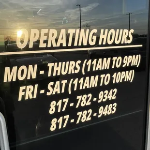 Hours as of March 2024