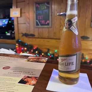 a bottle of beer on a table