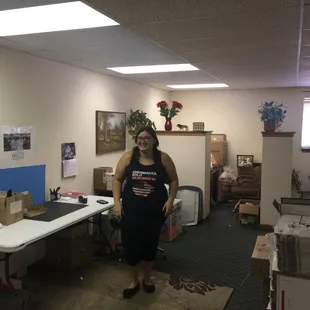 Rosey in the Office boxing up merchandise and getting it ready to ship to anxiously waiting Buyers all across the world.