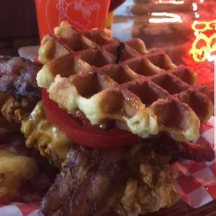 Chicken waffle sandwich