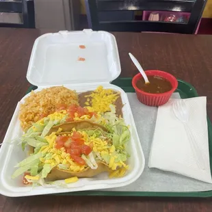 Two taco plate. 1 beef &amp; 1 chicken.