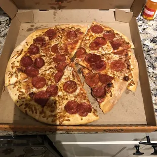 My hot and ready pizza...one is not like the other.