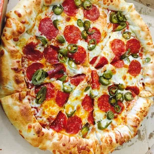 Stuffed crust pepperoni jalapeño! Do I need say more  ... Yummm!