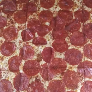 Thin crust extra mostest pepperoni