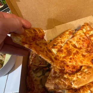 Thin, cold, and barely anything but bread. Horrible. And the veggie was gummy and cold. Gross.