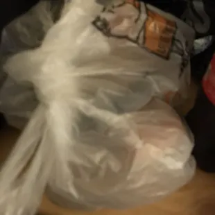 a plastic bag of food