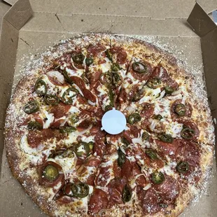 Custom Crazy Crust Round Pizza (Pepperoni, Jalapeño, Half Onion)