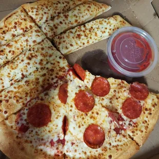 Slices n stix w/ crazy sauce