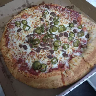 Beef and Jalapeños pizza